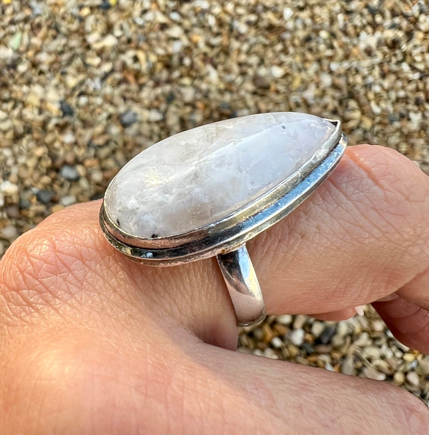 Rainbow Moonstone Crystal Statement Ring
