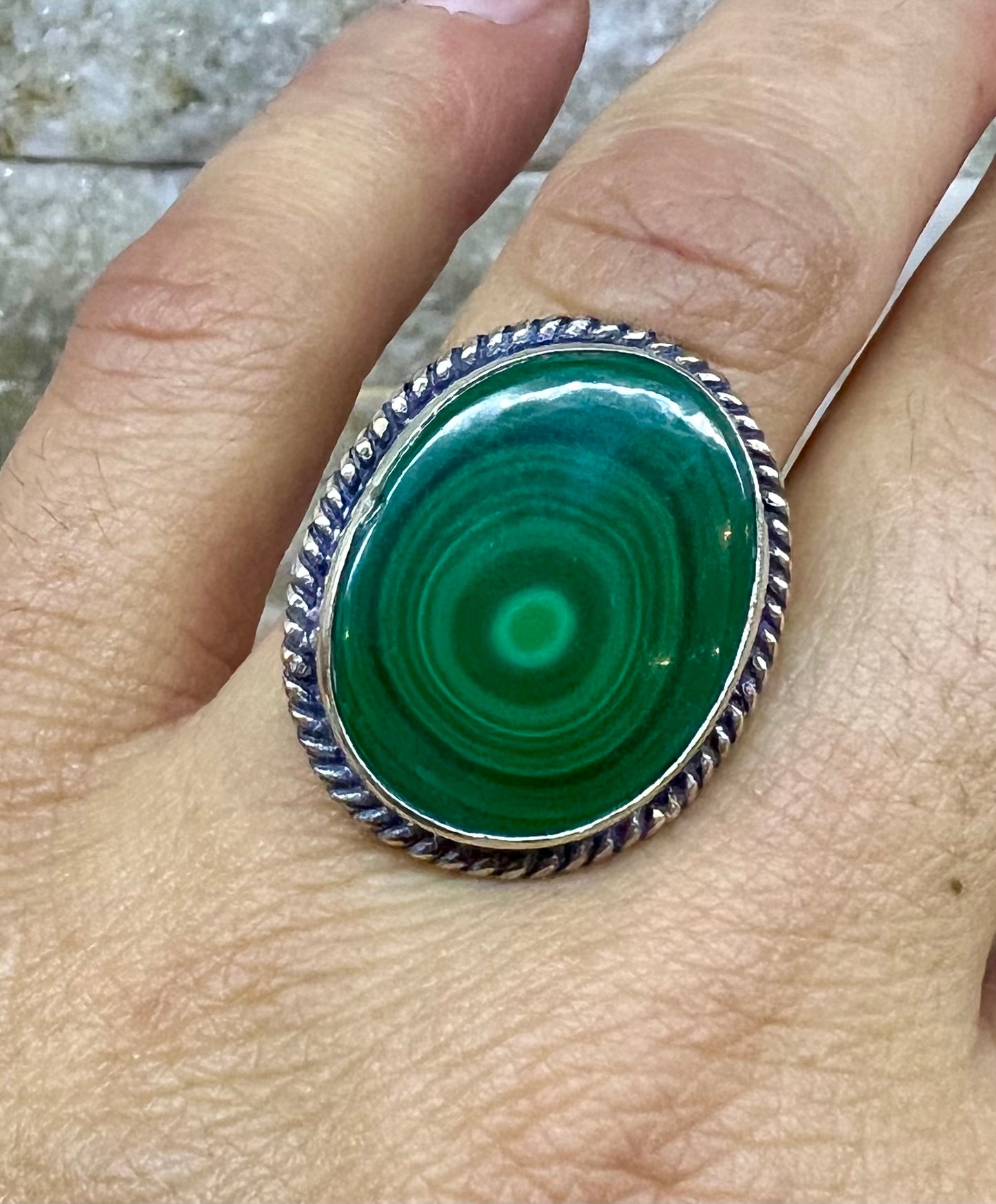 Malachite Crystal Statement Ring