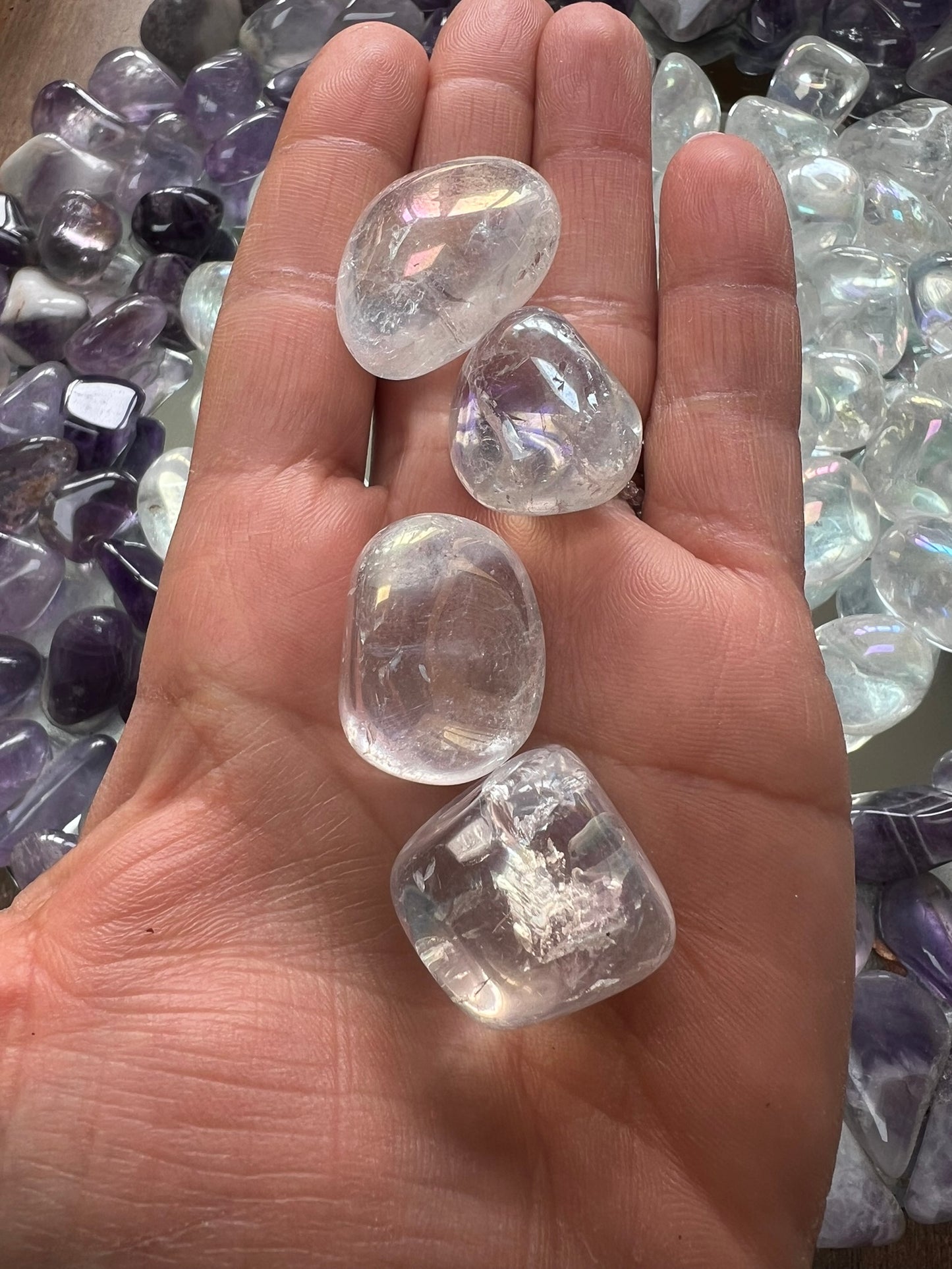 Clear Quartz Aura Tumblestones