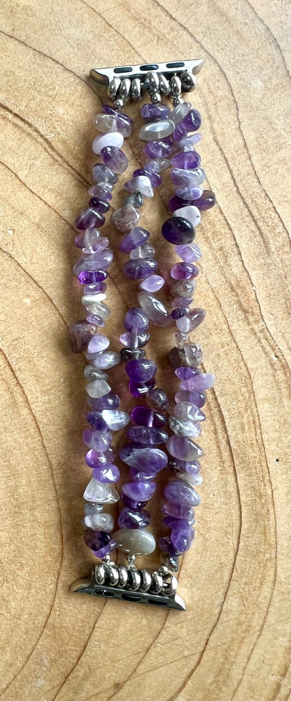 Amethyst Genuine Crystal Chip Watch Strap for Apple Smart Watch 38/40/41