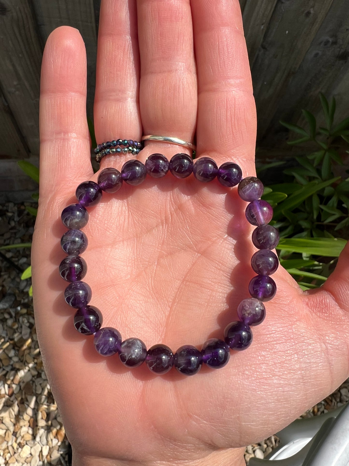 Amethyst Crystal Gemstone 8mm Power Bead Bracelet