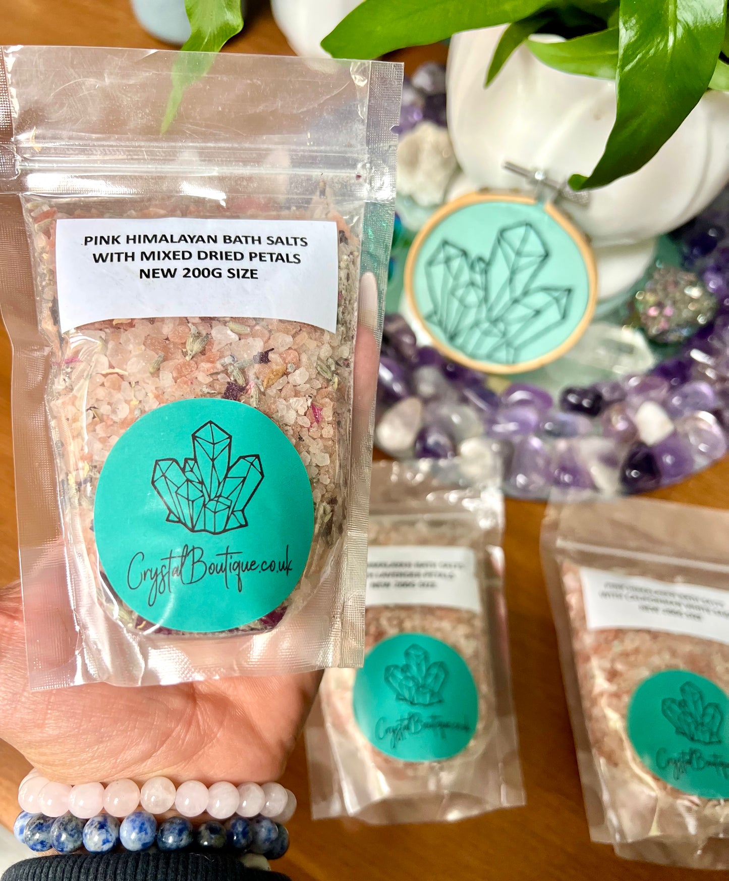 Pure Pink Himalayan Bath Salts with Mixed petals