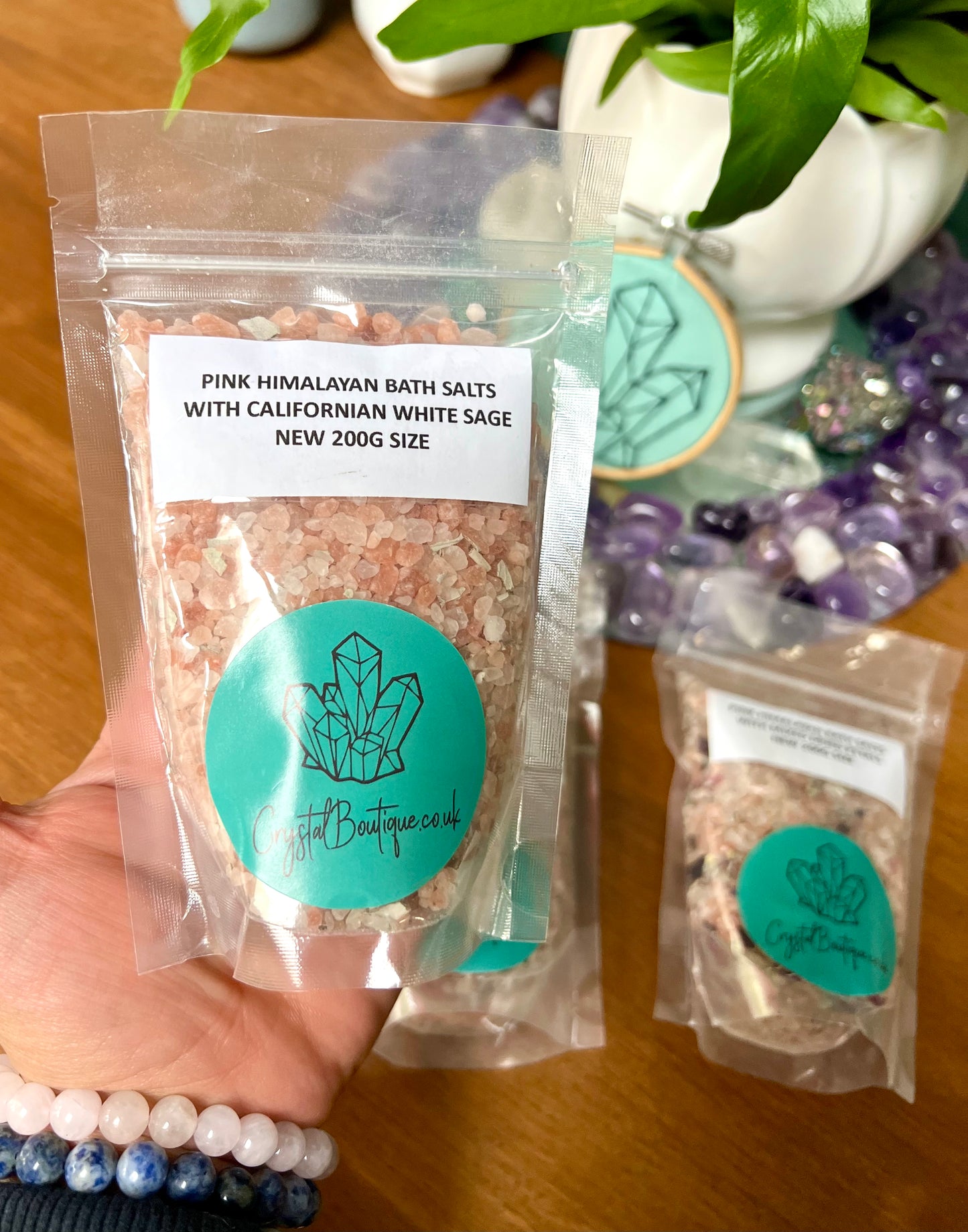 Pure Pink Himalayan Bath Salts with White sage