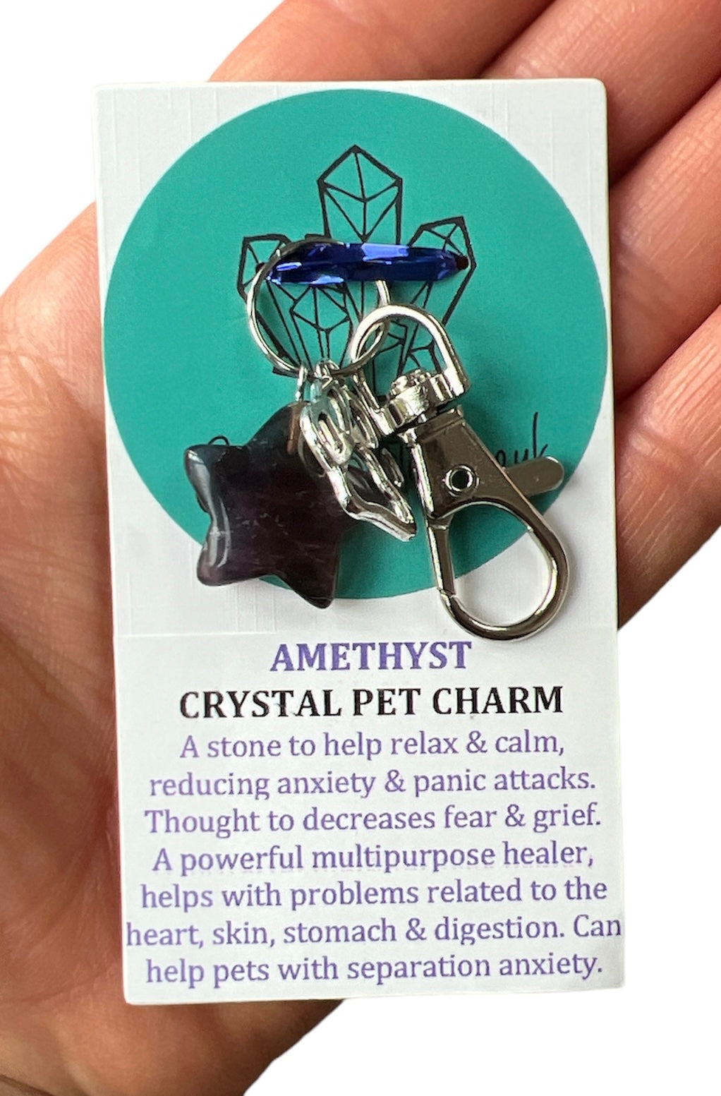 Crystal Gemstone Pet Collar Clip On Charm