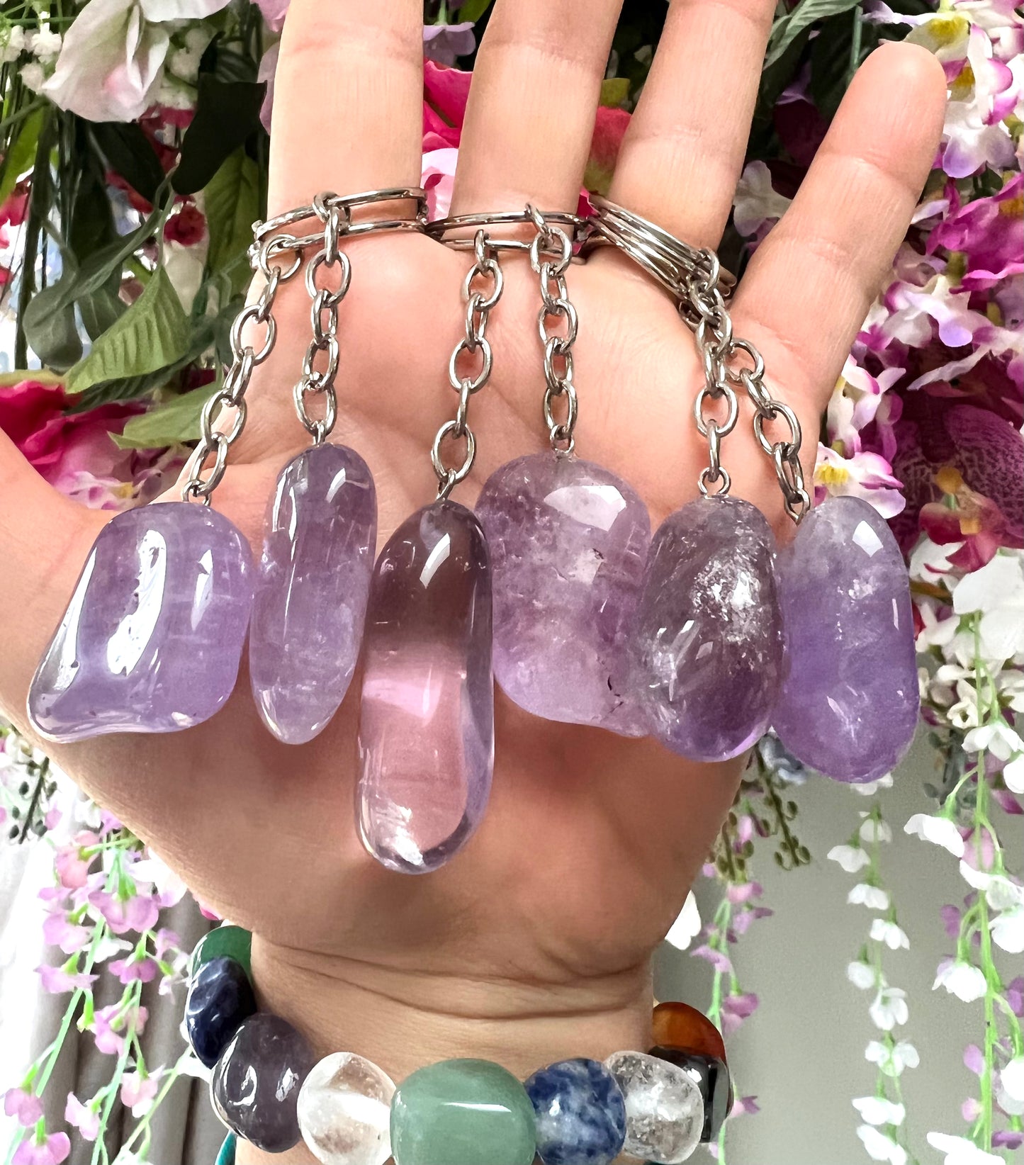 Crystal Gemstone Keyring Amethyst
