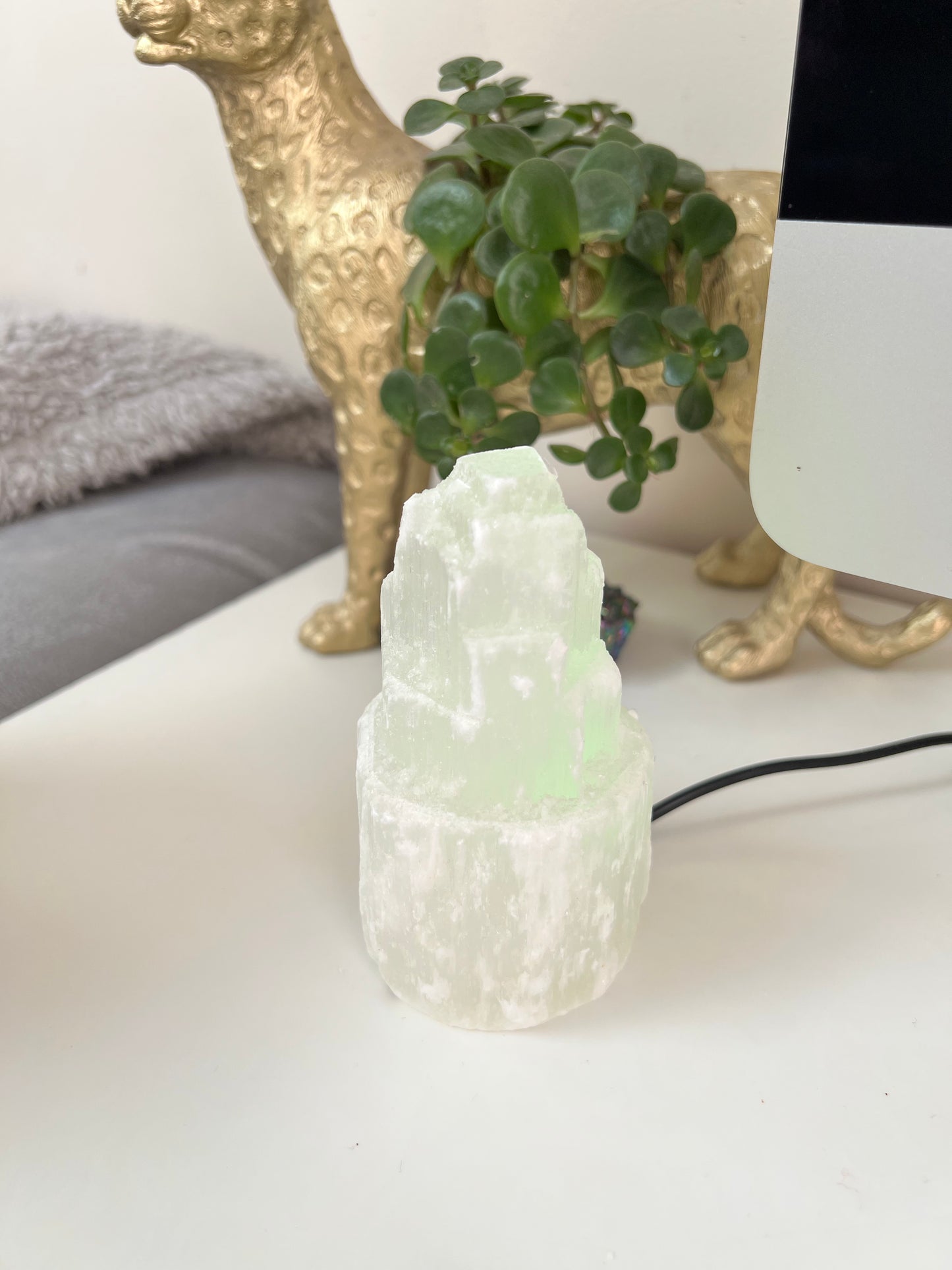 Selenite Satin Spar LED Mini Skyscraper Lamp