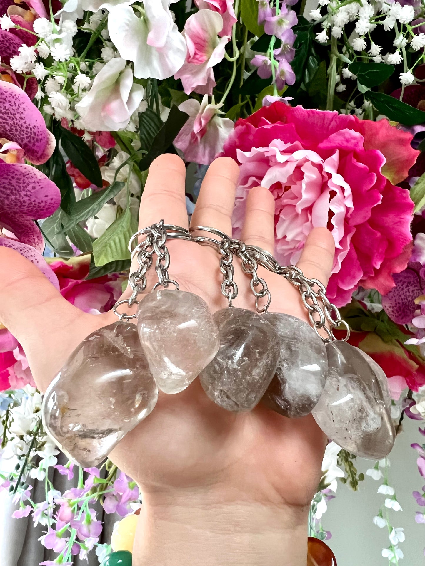 Crystal Gemstone Keyring Smoky Quartz