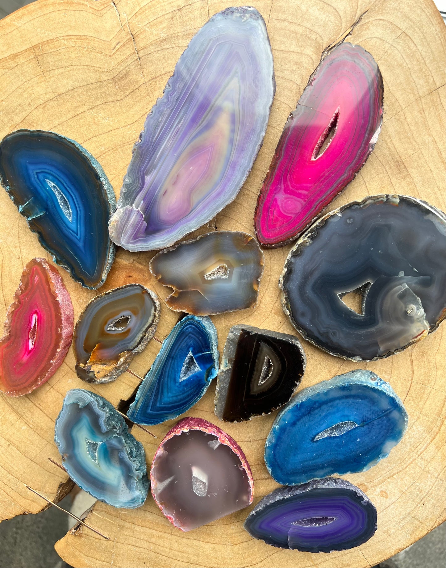 Dyed Agate Thick Slice Druzy Geode