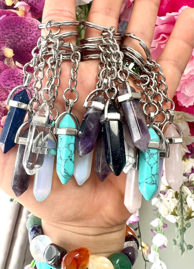 Crystal Gemstone Keyring Point