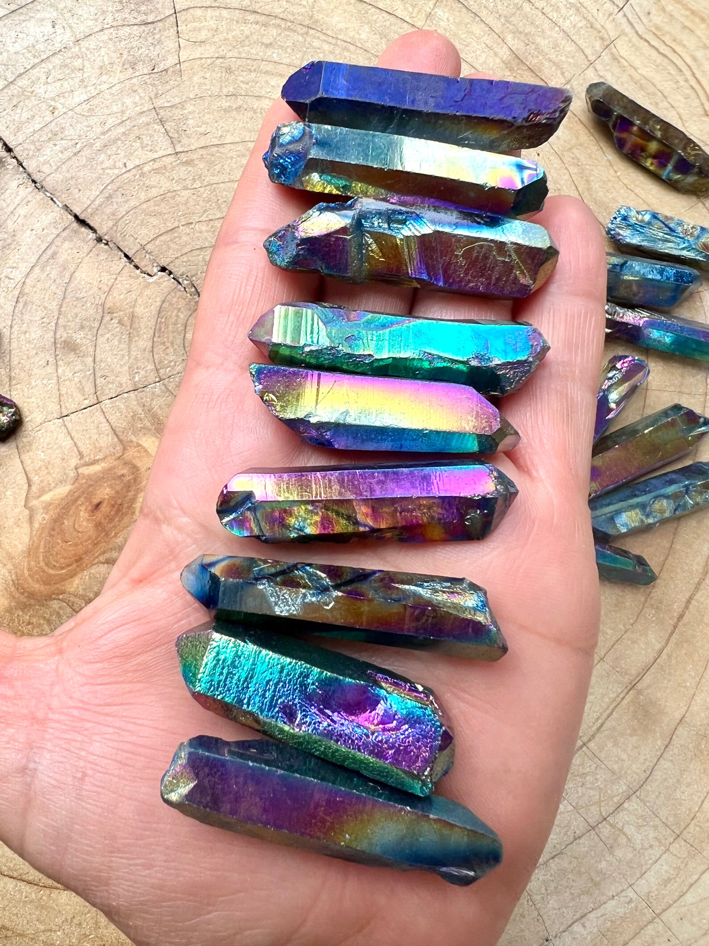 Celestial Rainbow Aura Rough Quartz Crystal Point