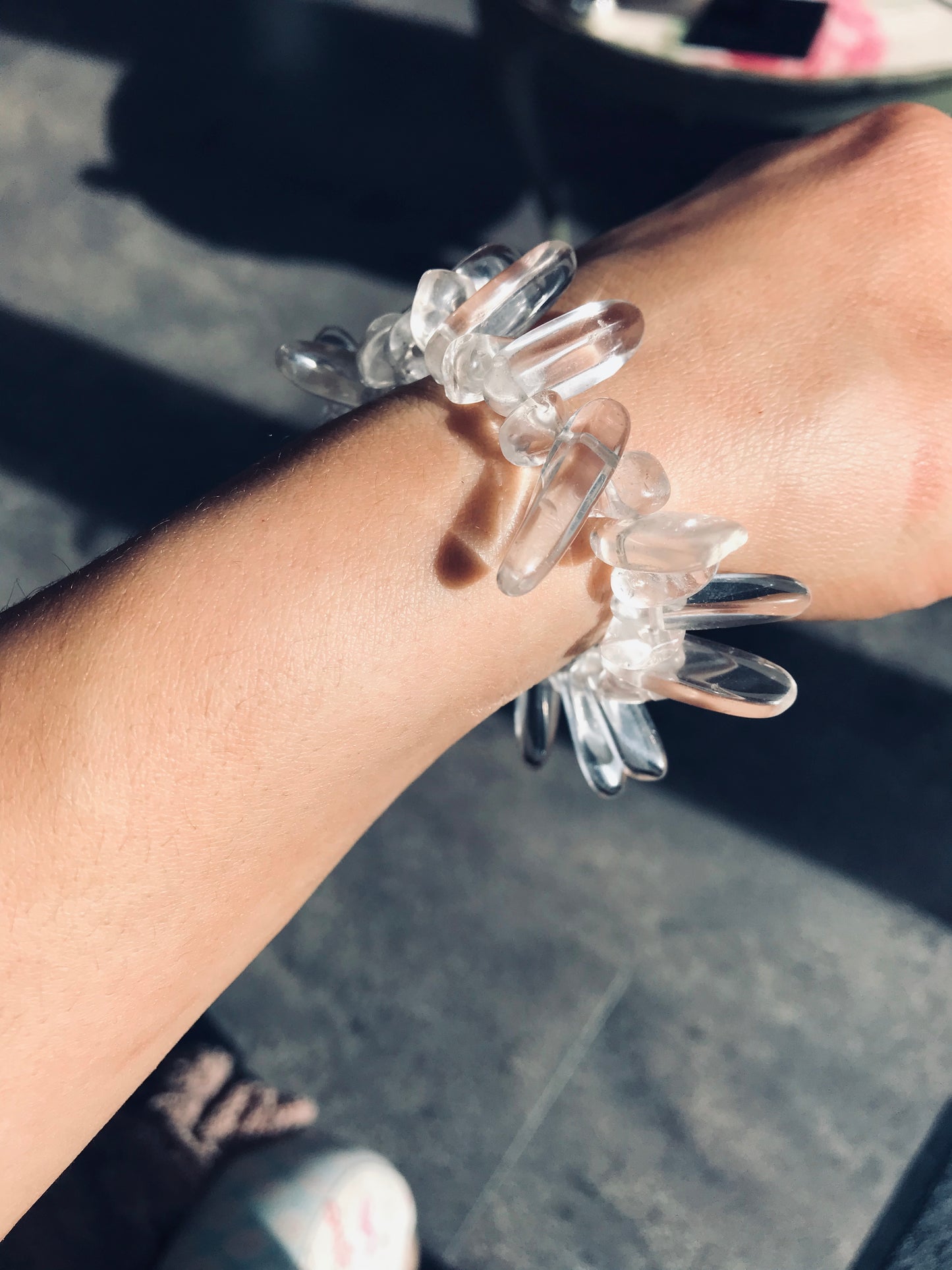 Clear Quartz Irregular Crystal Beaded Stretch Bracelet - Crystal Boutique.co.uk