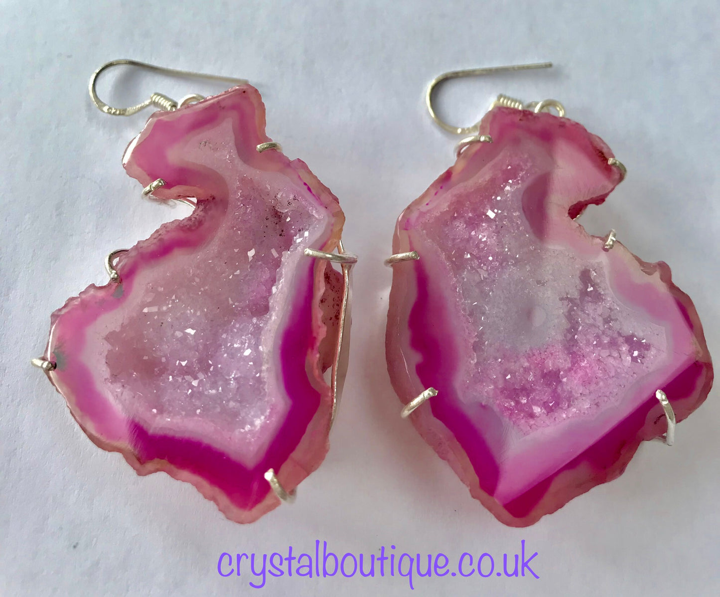 Druzy Crystal Healing Geode Slice Earrings Pink Collection - Crystal Boutique