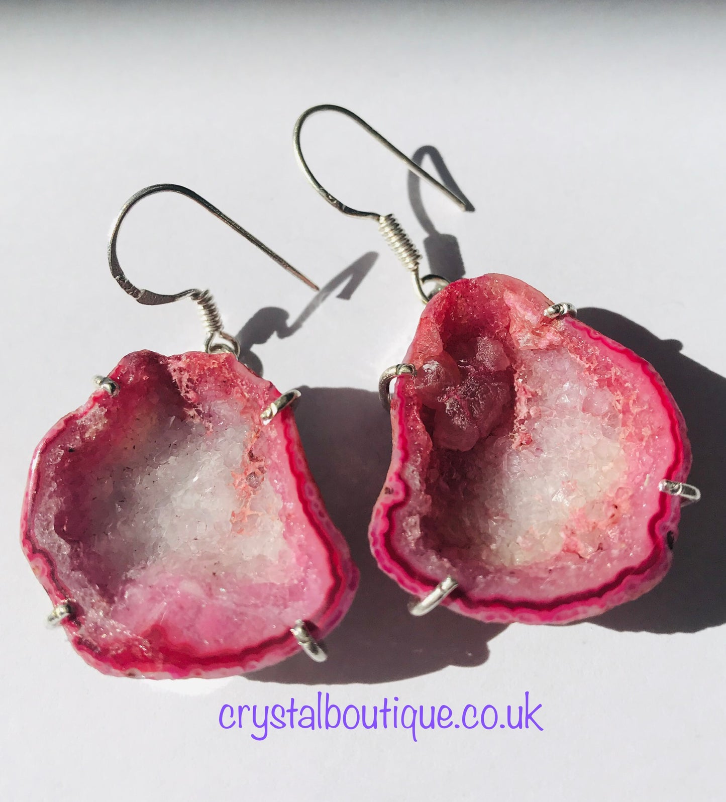 Druzy Crystal Healing Geode Slice Earrings Pink Collection - Crystal Boutique