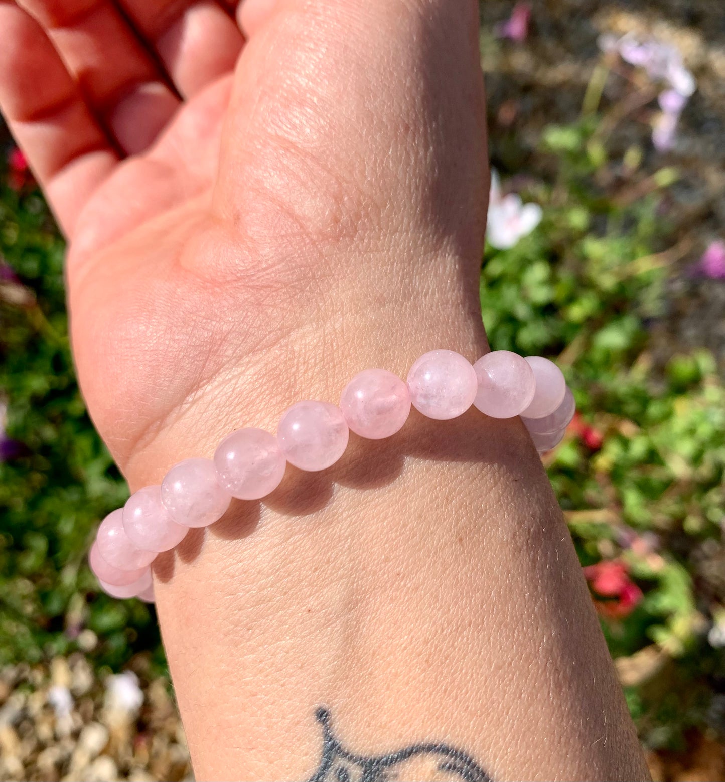 Rose Quartz A Grade Round Beaded Power Bracelet