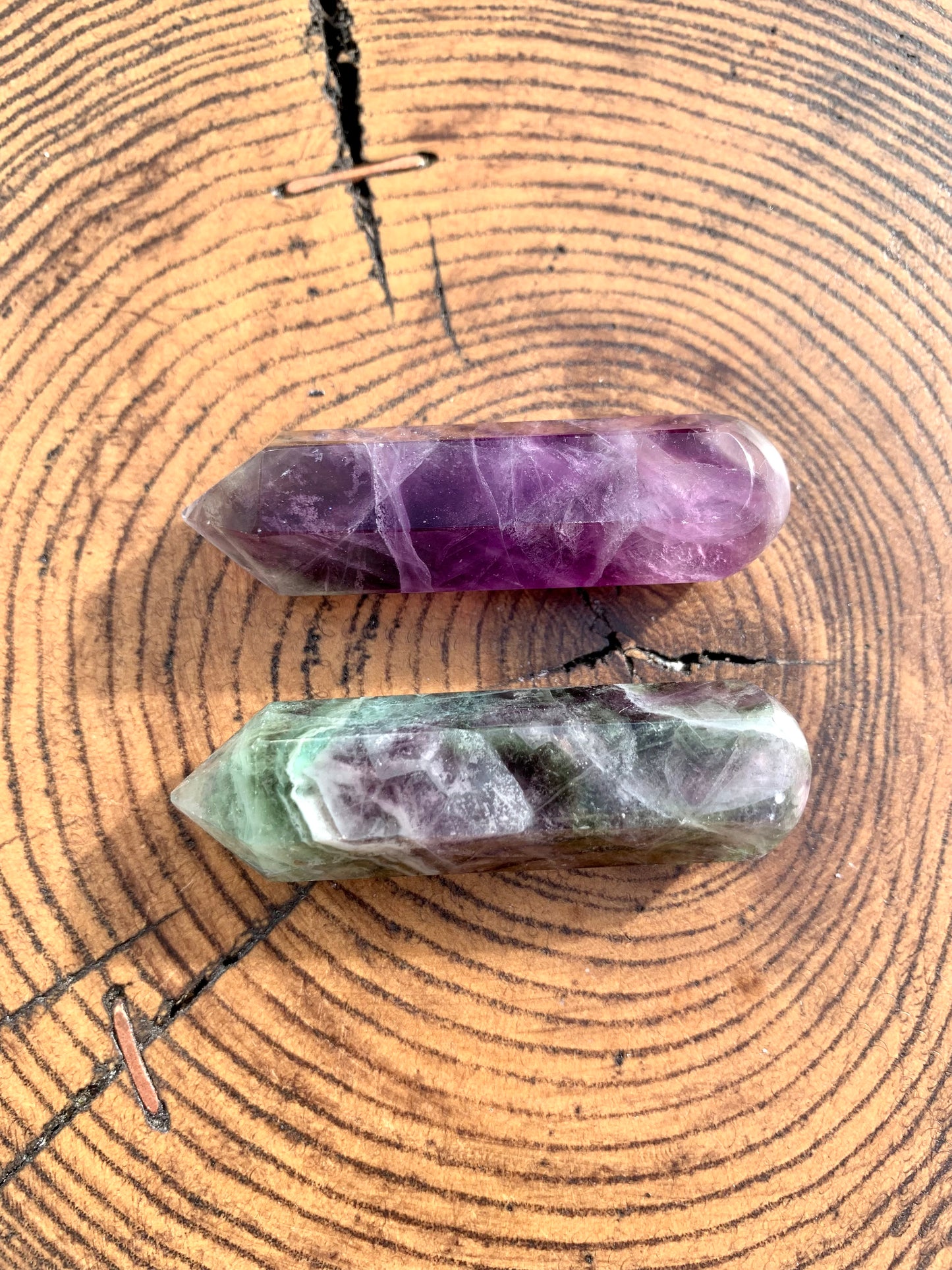 Fluorite Crystal Wand Point Rounded End