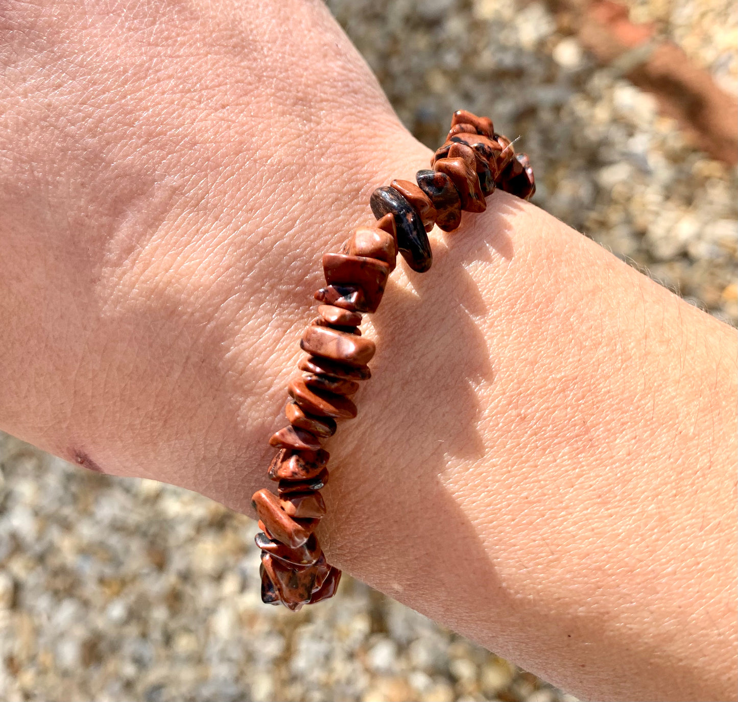 Mahogany Obsidian Crystal Chip Bracelet