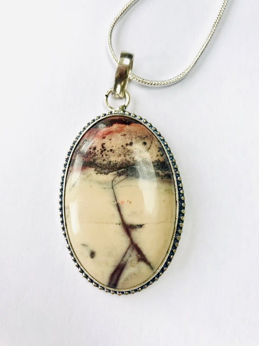 Porcelain Jasper Crystal Healing Pendant Necklace - Inner Peace - Crystal Boutique.co.uk