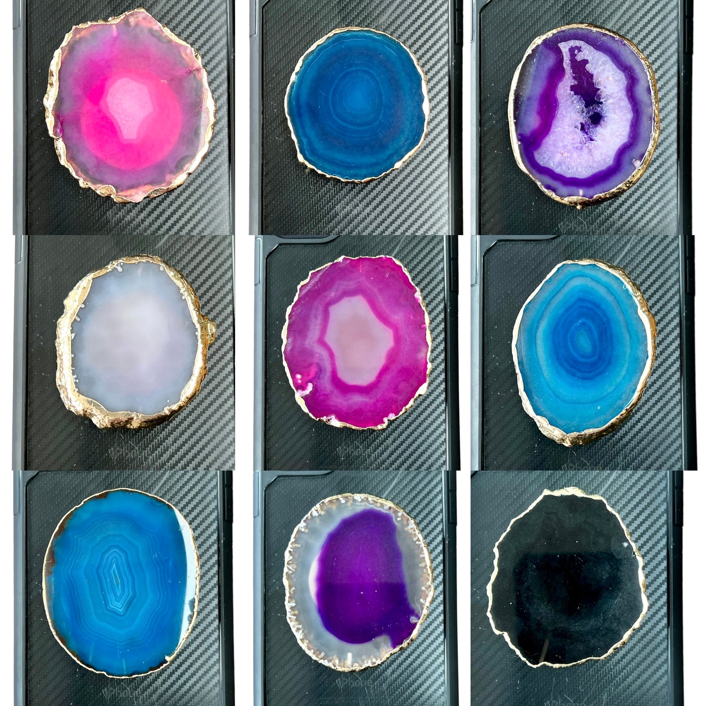 Agate Slice Crystal Phone Grip