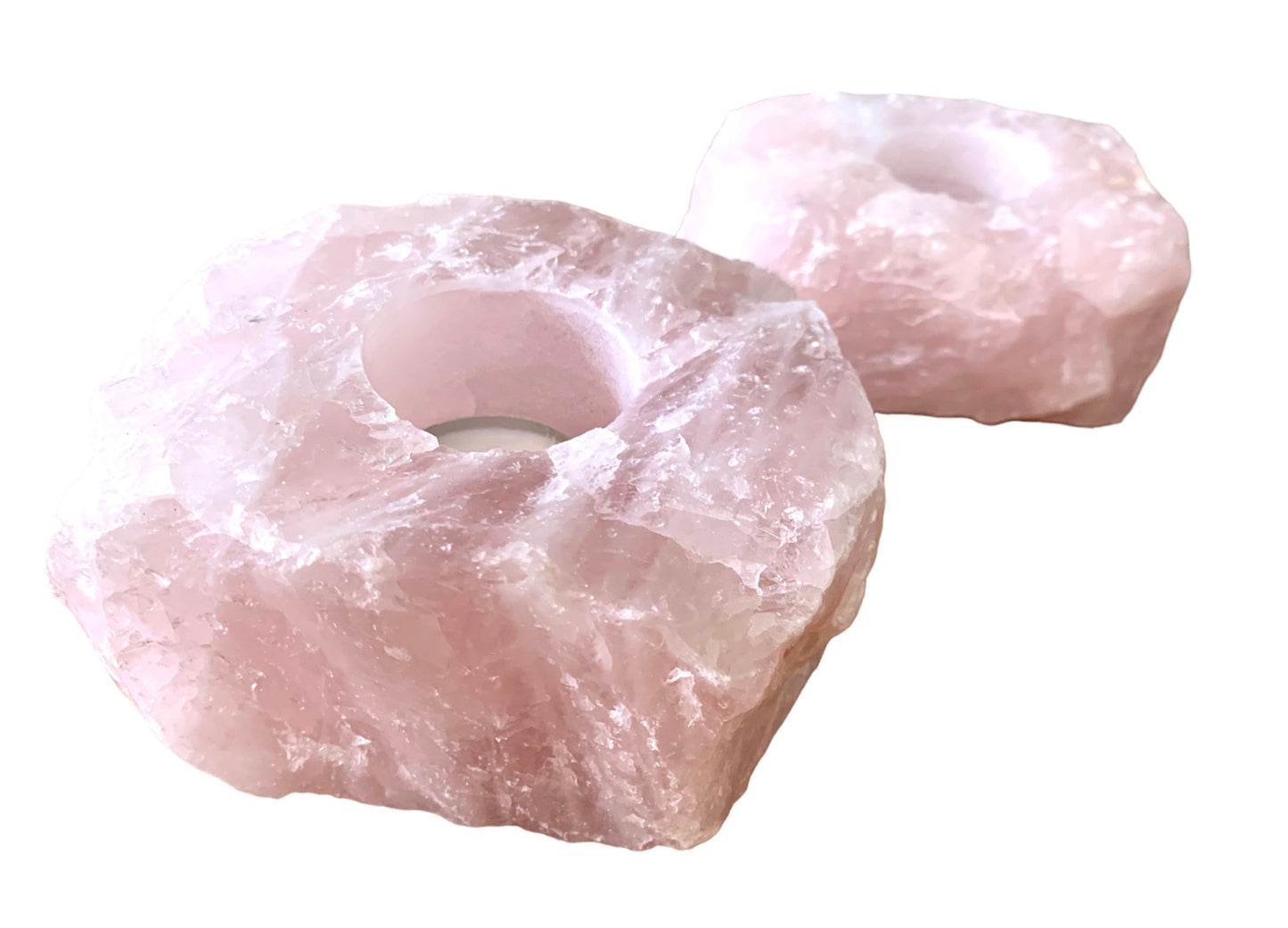 Rose Quartz Natural Pink Tea Light Candle Holder