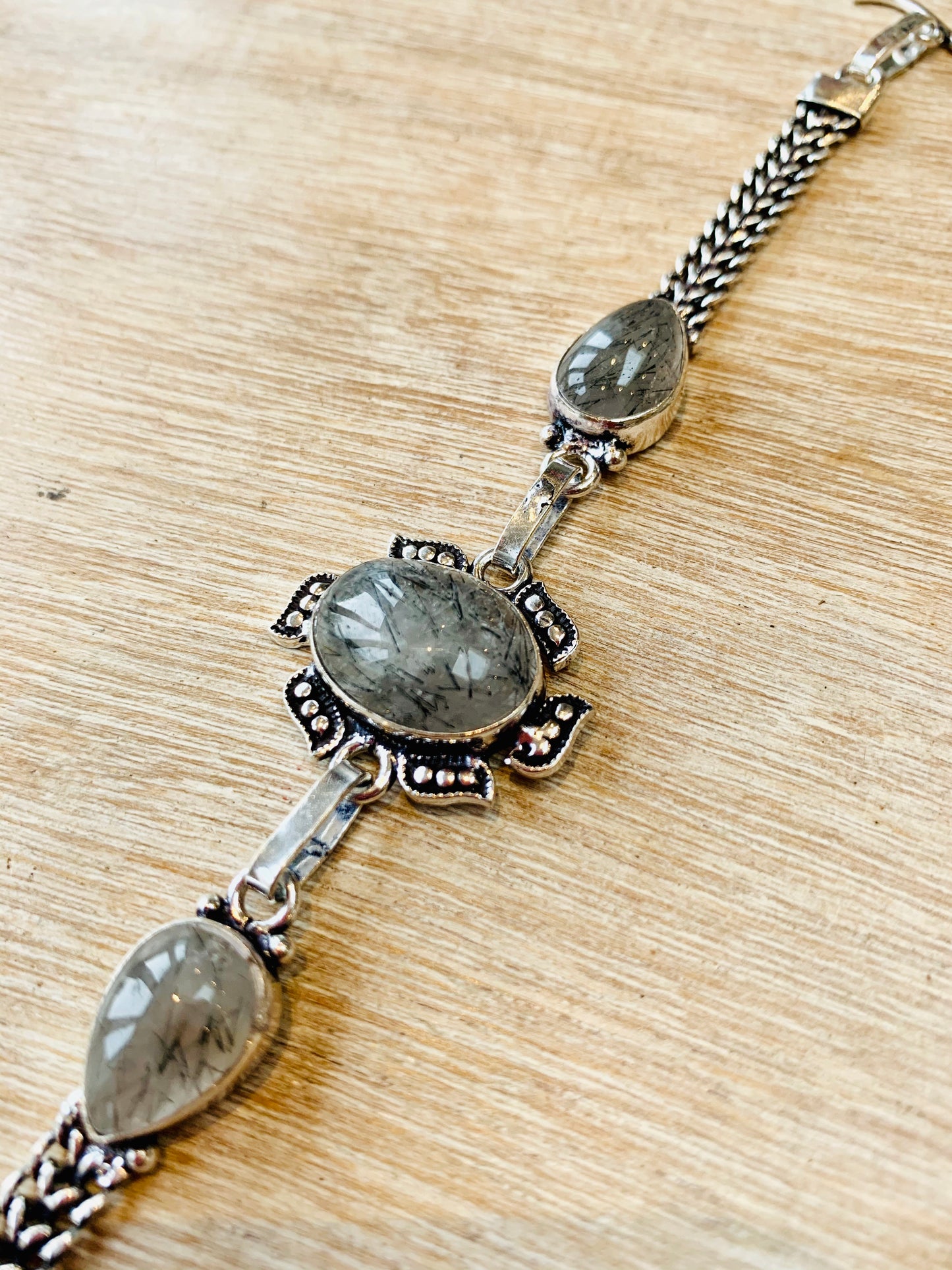 Rutile Quartz Crystal 8” T-Bar Bracelet - Crystalboutique.co.uk