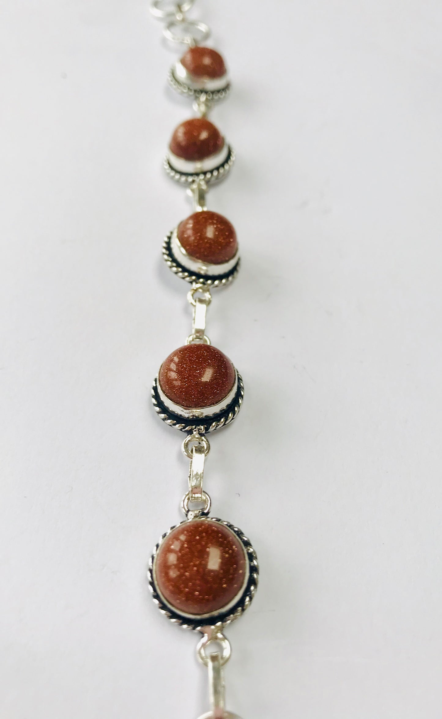 Goldstone Healing Crystal 8.5” 925 Silver Plated T-Bar Bracelet - Crystal Boutique.co.uk