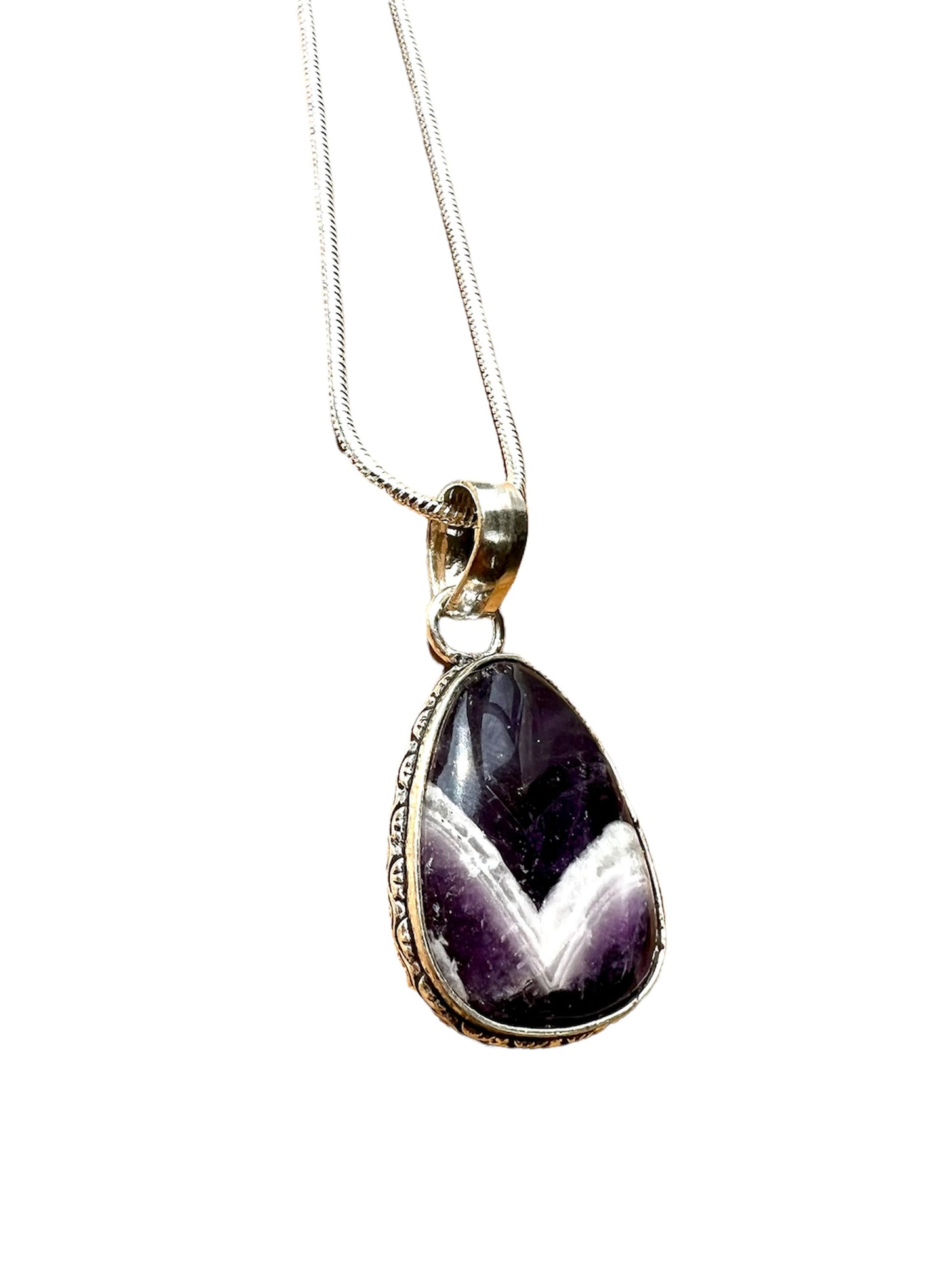 Amethyst Crystal Gemstone Pendant Necklace