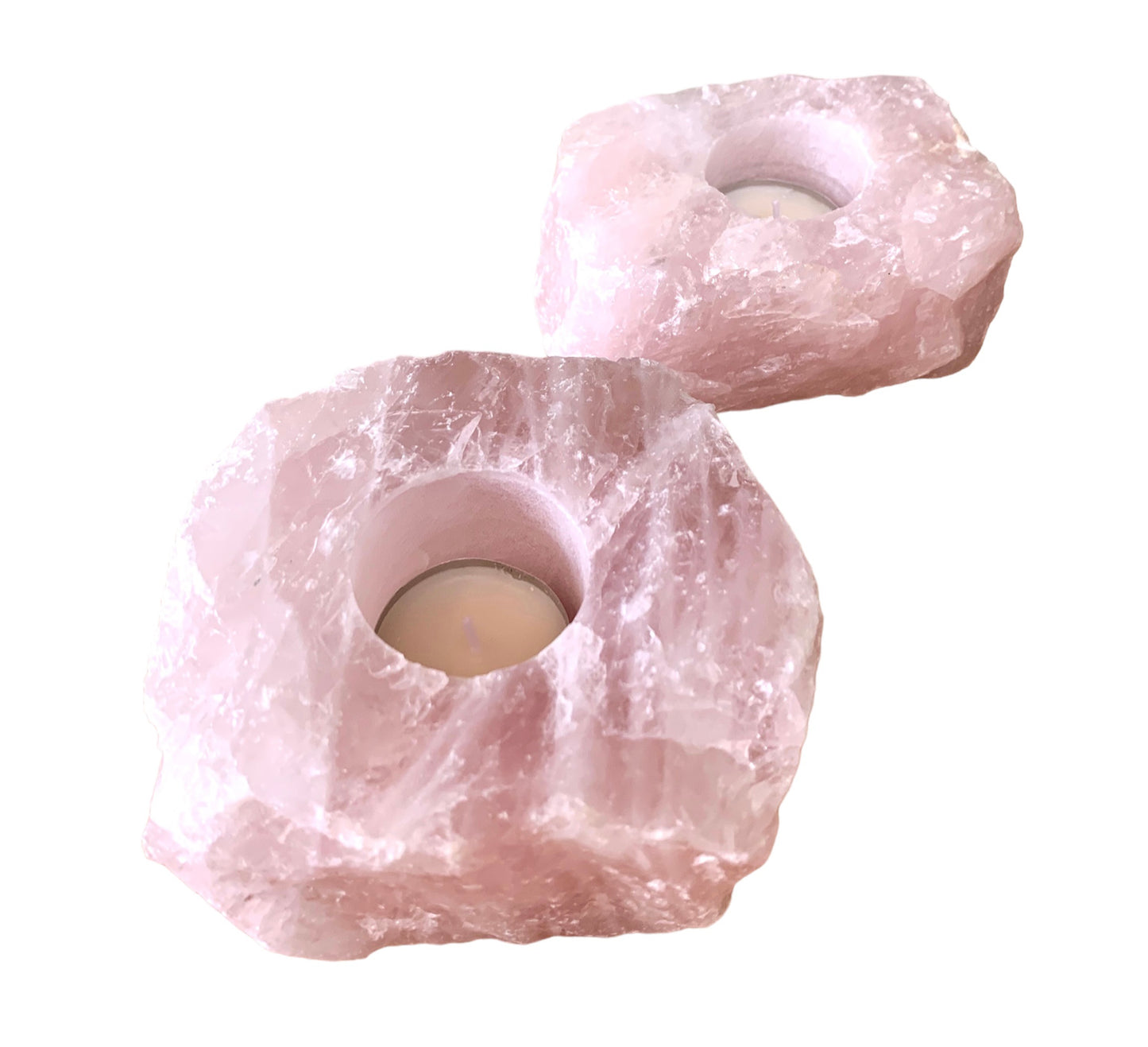 Rose Quartz Natural Pink Tea Light Candle Holder