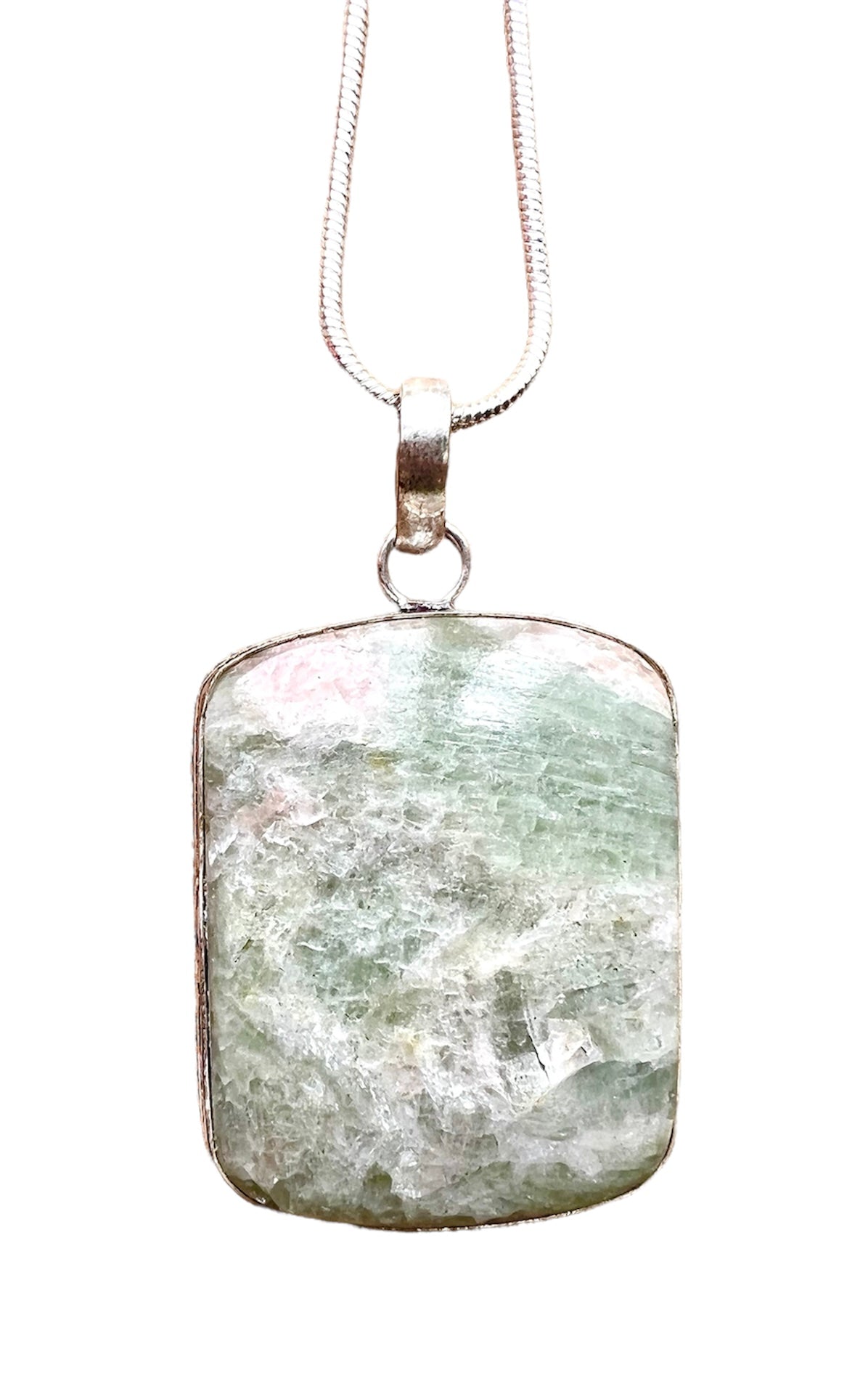 Aqua Seraphinite Crystal Pendant Necklace