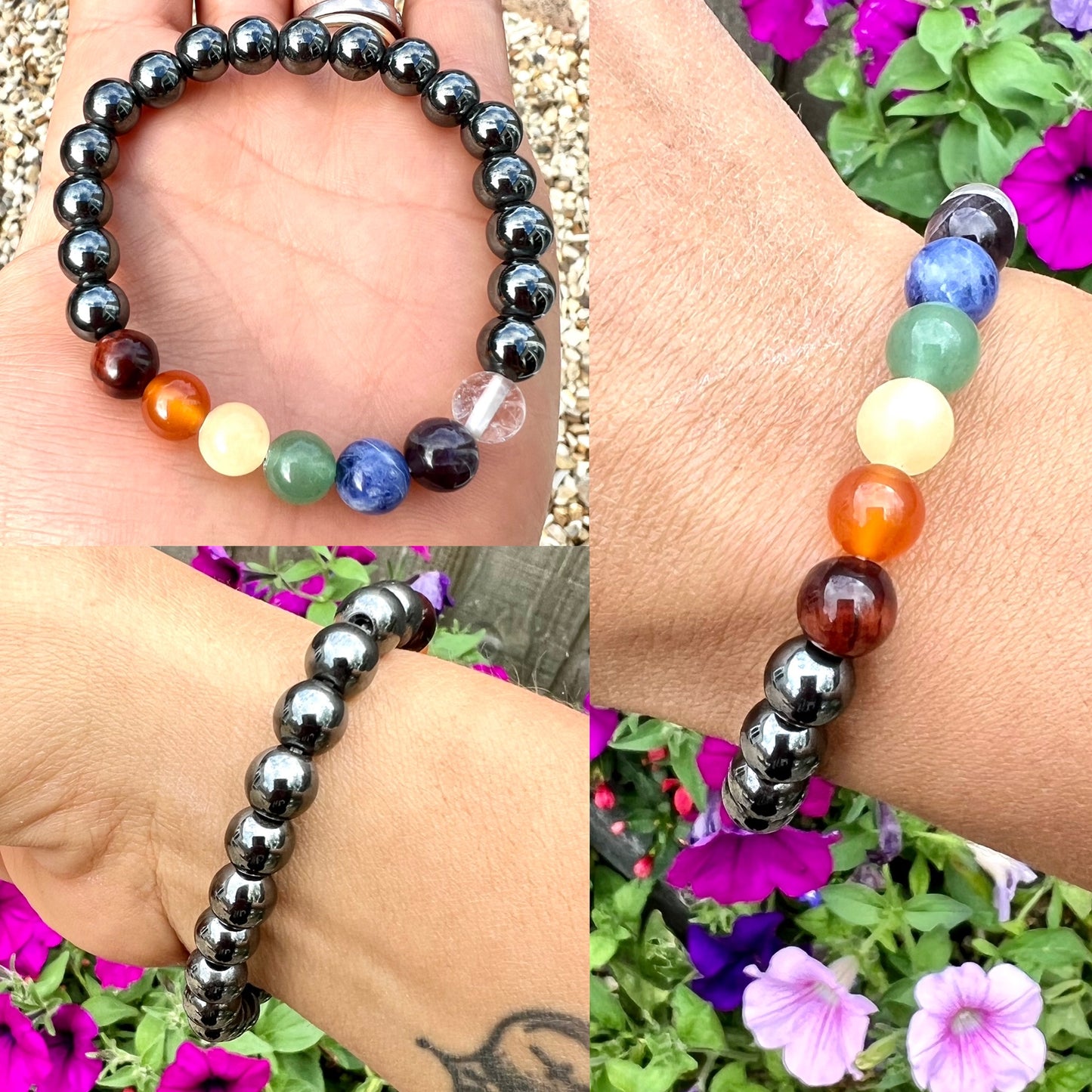 Hematite Chakra Cleansing Power Beaded Stretch Bracelet