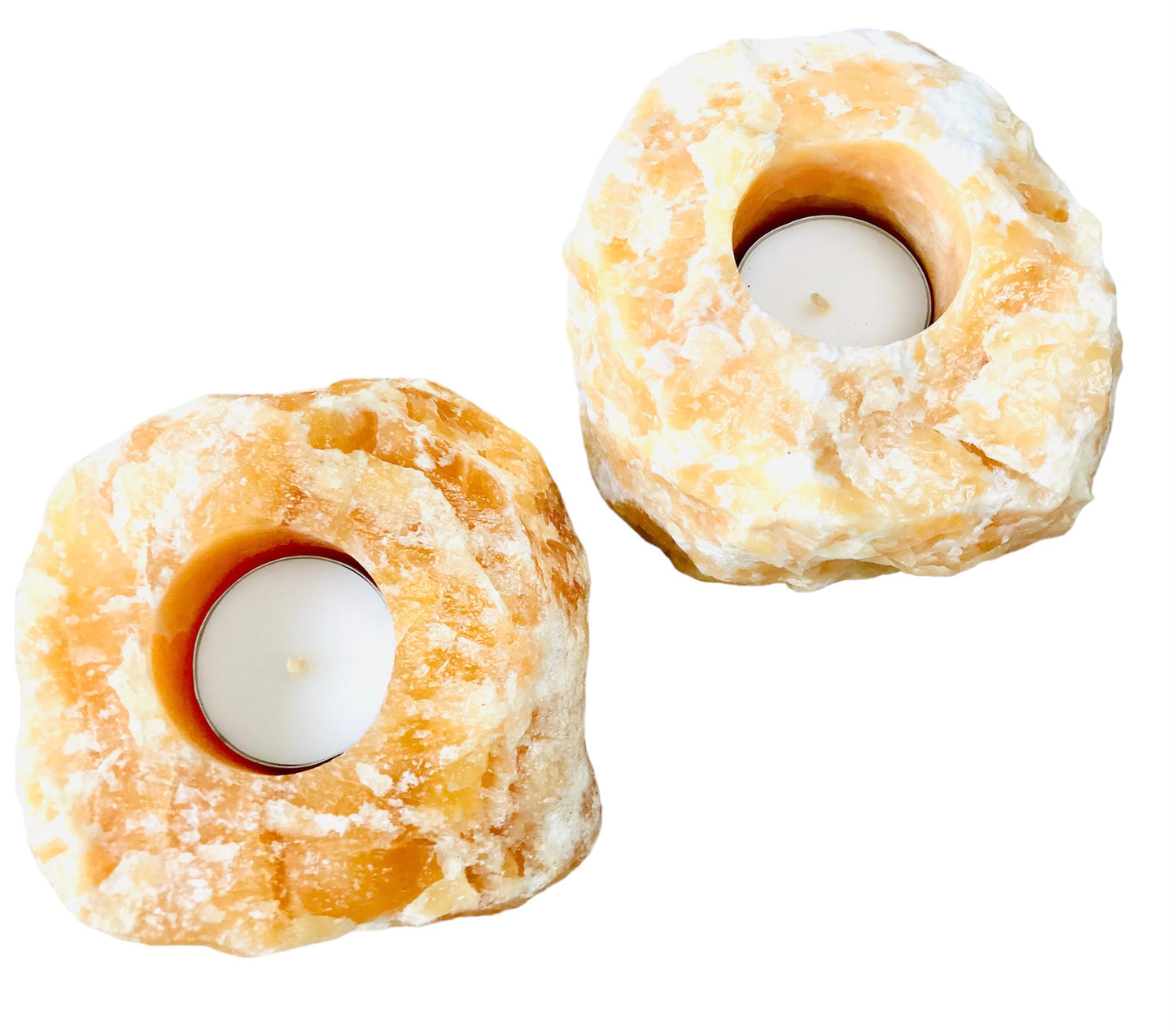 Orange Calcite Rough Tealight Candle Holder