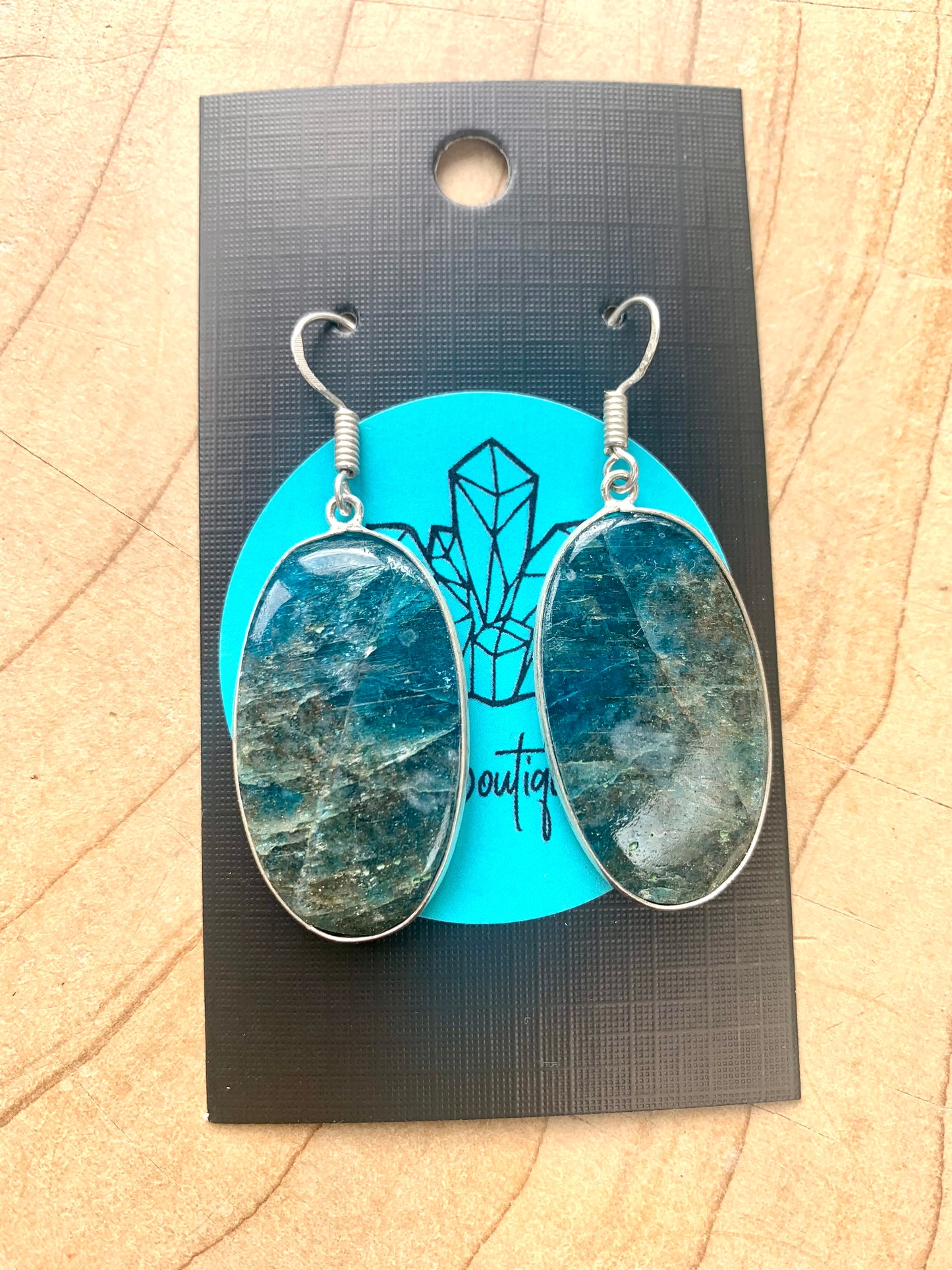 Blue Apatite Crystal Gemstone Dangle Earrings