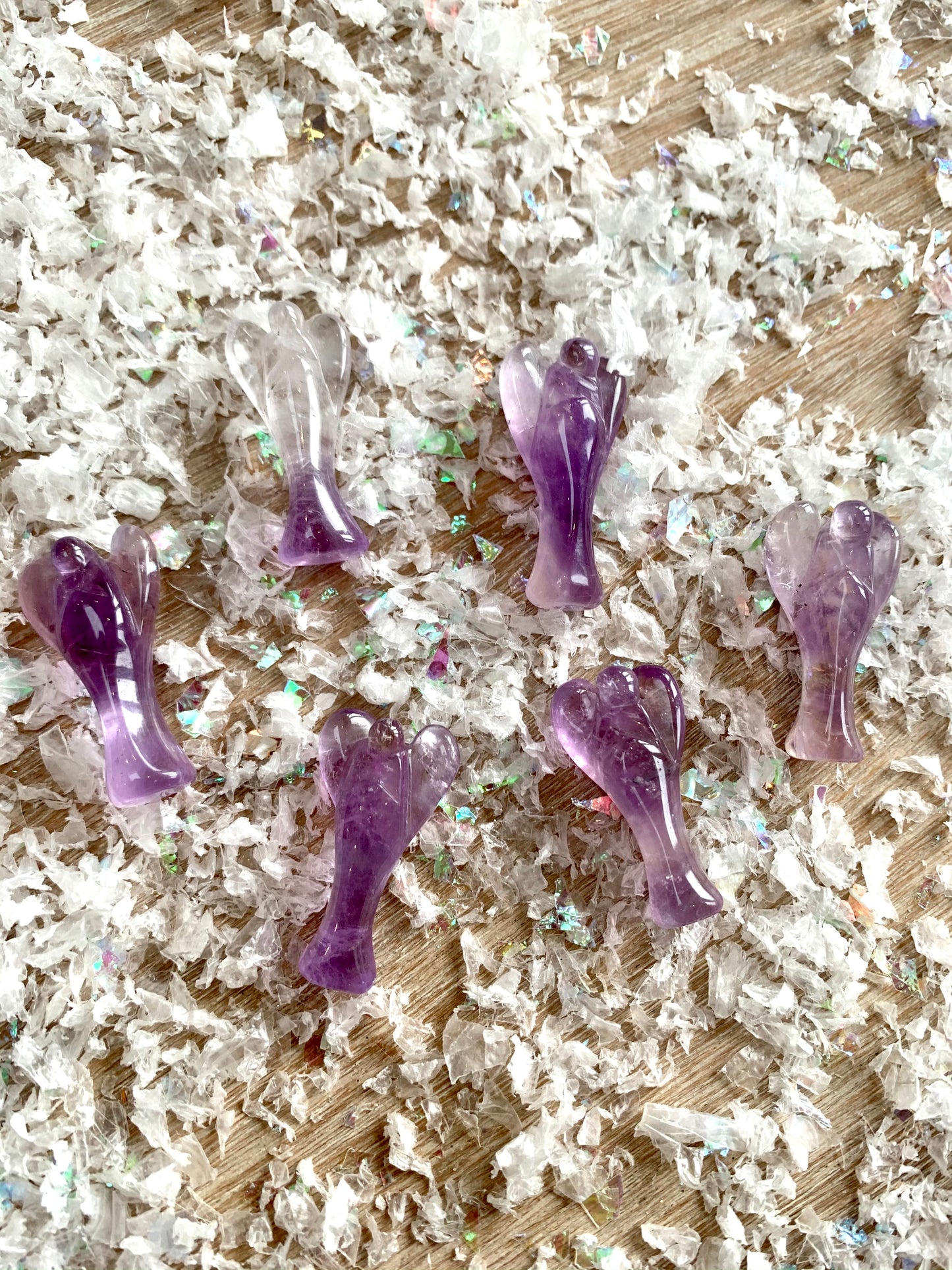 Natural Carved Amethyst Mini Pocket Angel - Crystalboutique.co.uk