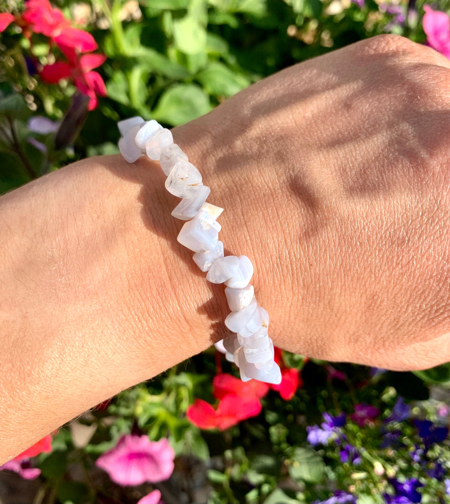 Blue Lace Agate Chip Crystal Healing Stretch Bracelets - Crystal Boutique.co.uk