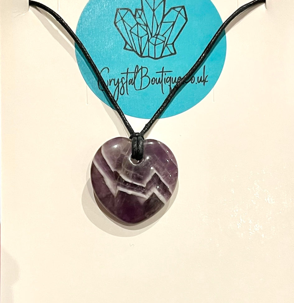 Crystal Threaded Heart Pendant Corded Necklace