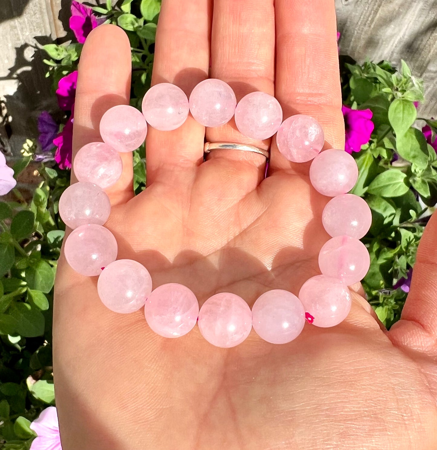 Rose Quartz A Grade Round Beaded Chunky 12mm Power Bracelet