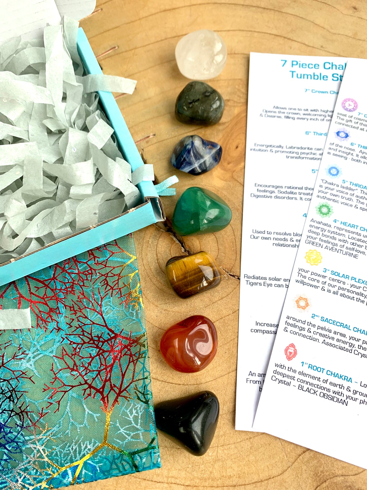 Chakra Cleansing 7 Piece Crystal Tumblestone Gift Set