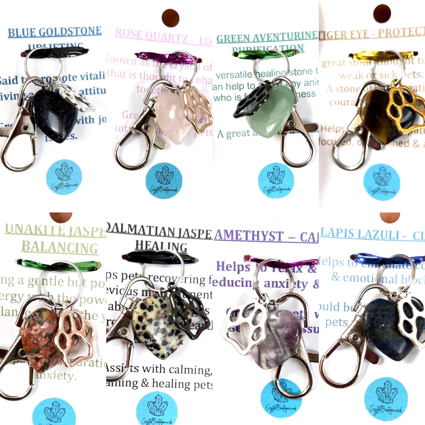 Crystal Healing Gemstone Collar Charms for Pets