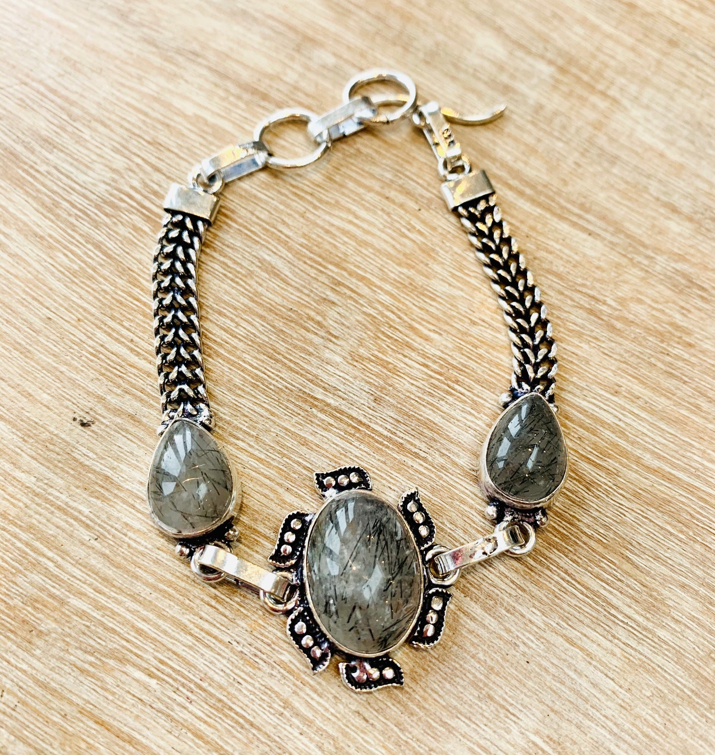 Rutile Quartz Crystal 8” T-Bar Bracelet - Crystalboutique.co.uk