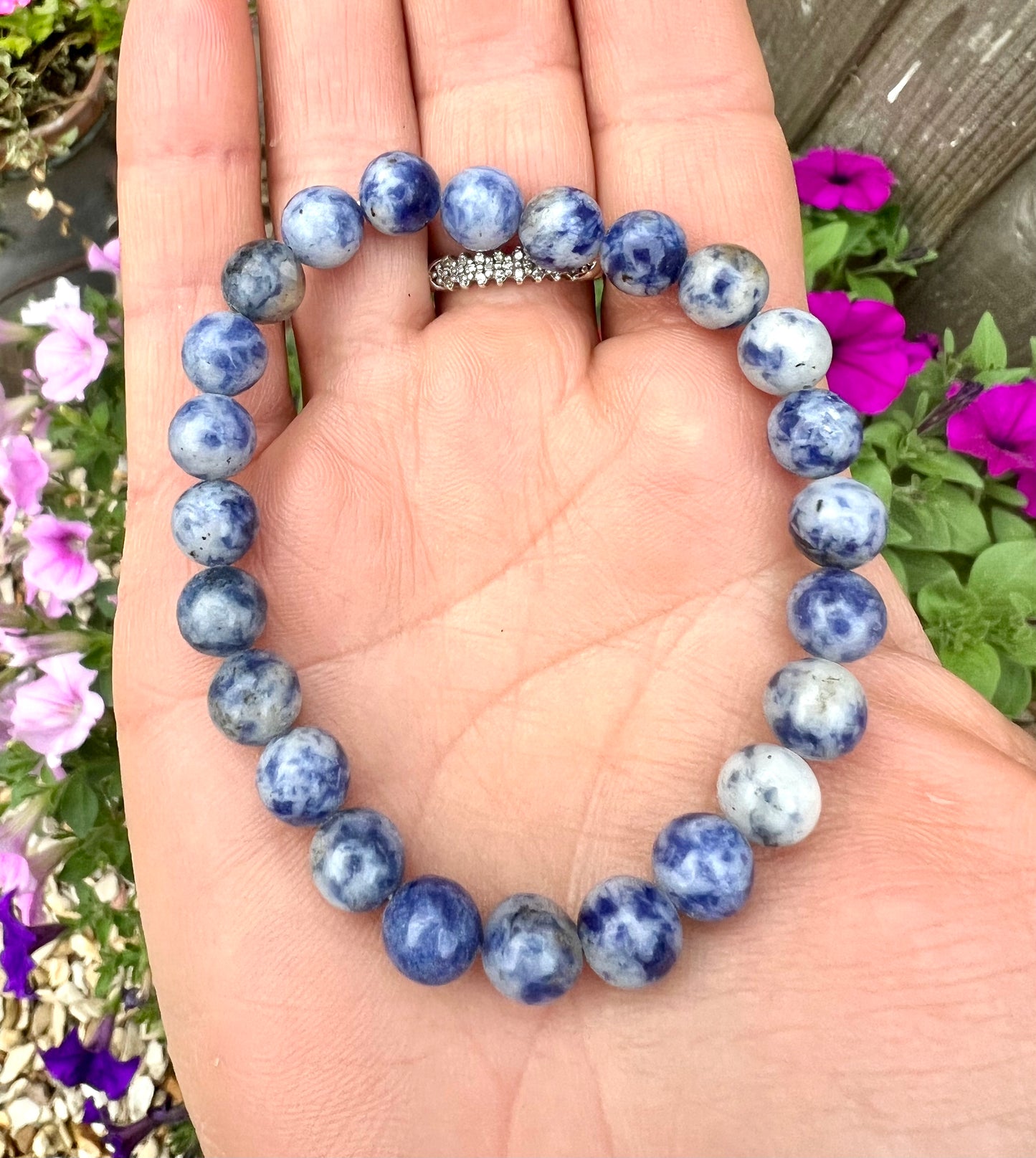 Sodalite Crystal Gemstone Round Bead Power Bracelet