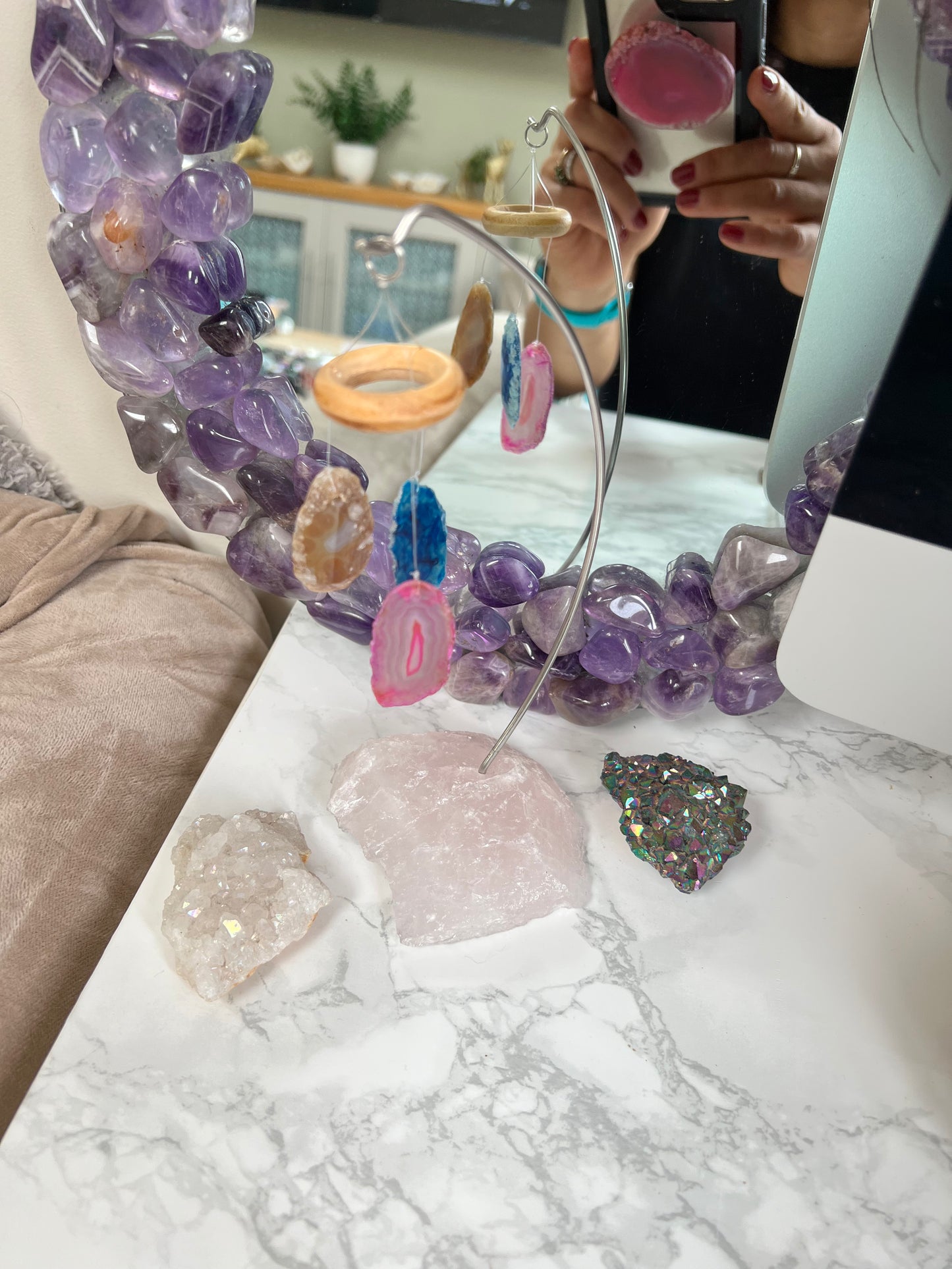 Agate Crystal Slice Desk Chime Mobile