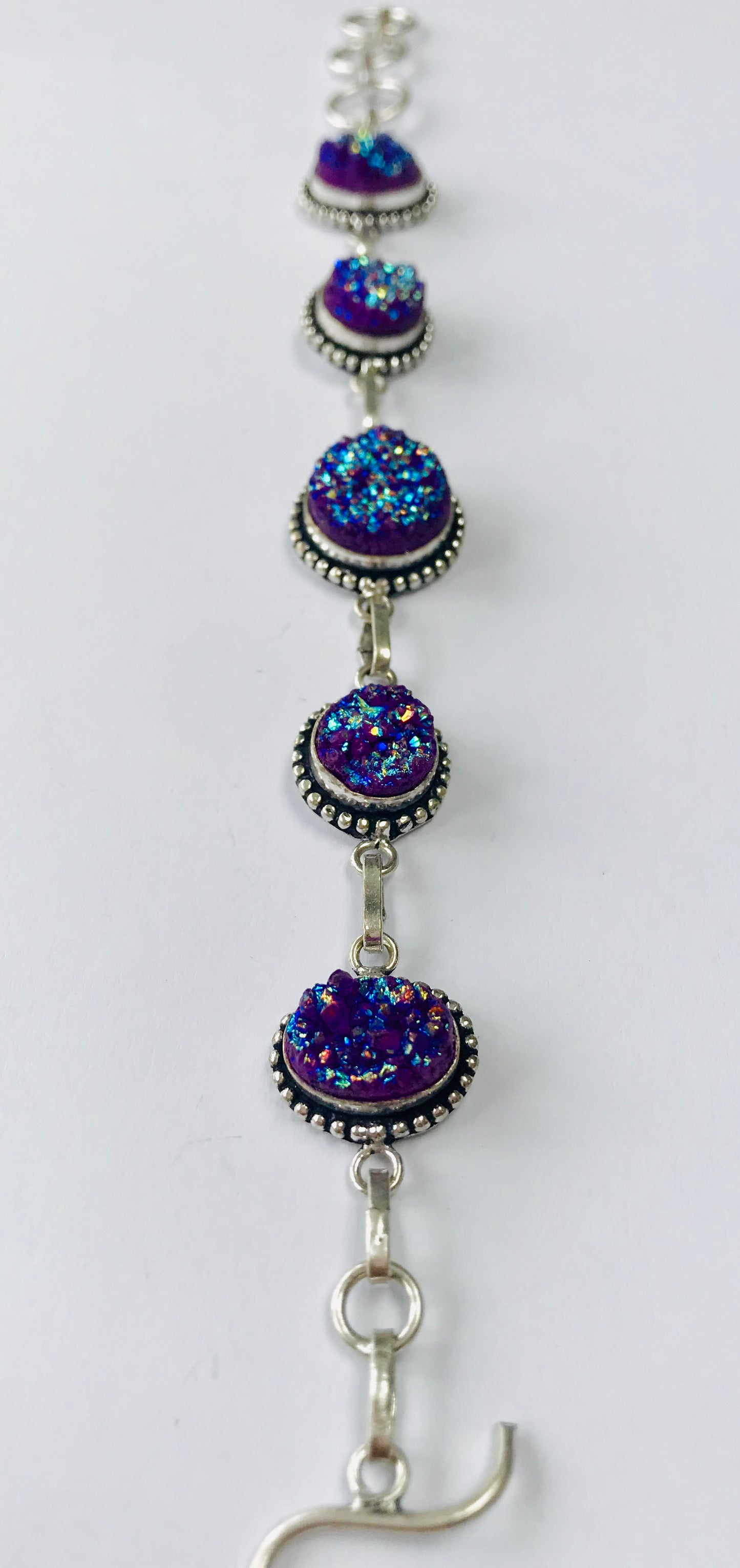 Druzy Crystal 9” 925 T-Bar Bracelet - crystalboutique.co.uk