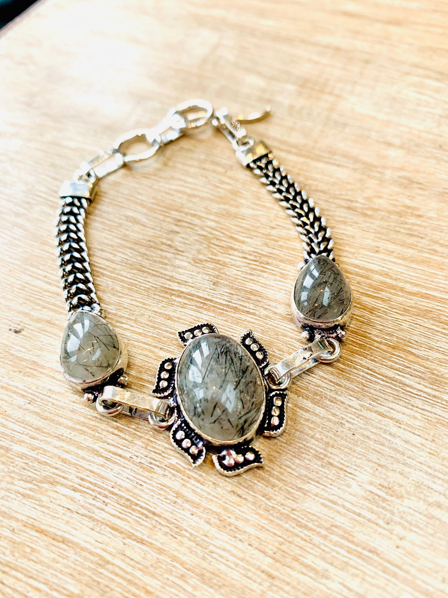 Rutile Quartz Crystal 8” T-Bar Bracelet - Crystalboutique.co.uk