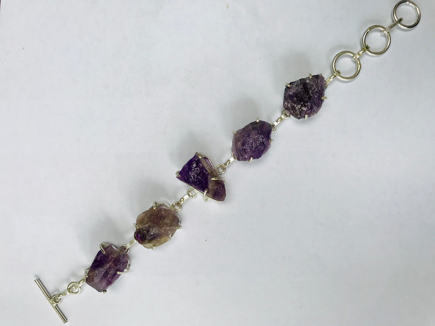 Amethyst Rough Crystal 8.5” 925 Bracelet - Crystal Boutique.co.uk