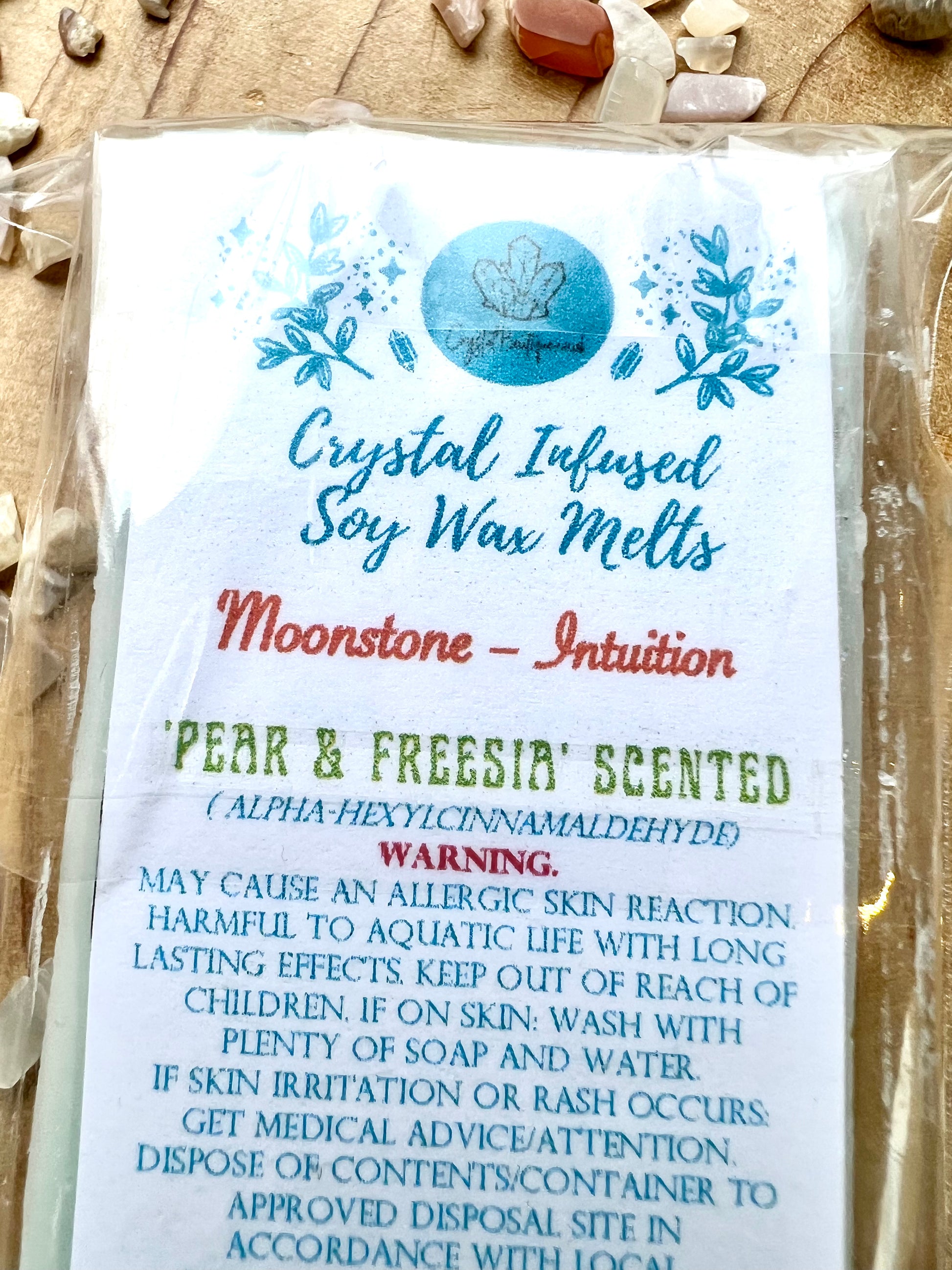 Crystal Infused Soy Wax Melt Snap Bars PEAR & FREESIA Scented