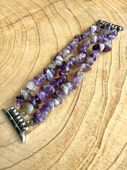Amethyst Genuine Crystal Chip Watch Strap for Apple Smart Watch 38/40/41