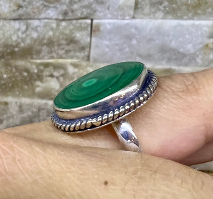 Malachite Crystal Statement Ring