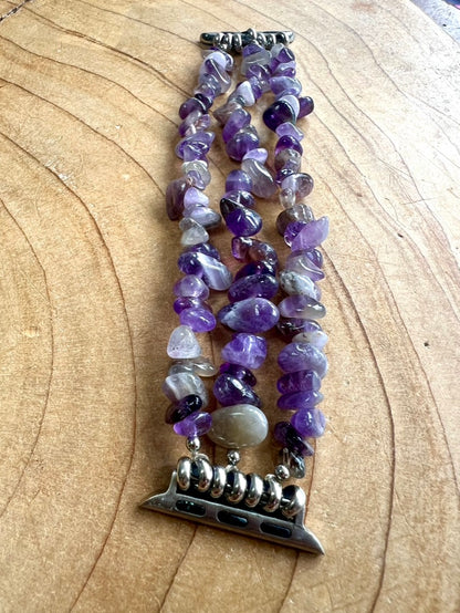 Amethyst Genuine Crystal Chip Watch Strap for Apple Smart Watch 38/40/41