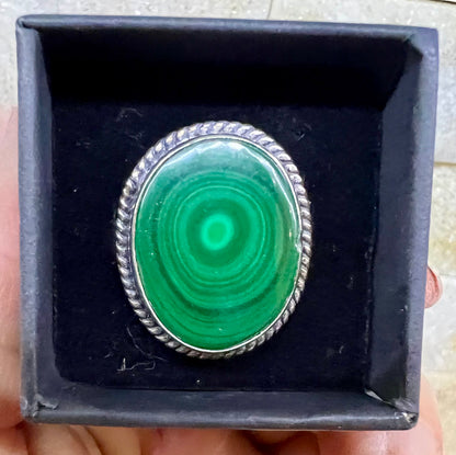 Malachite Crystal Statement Ring