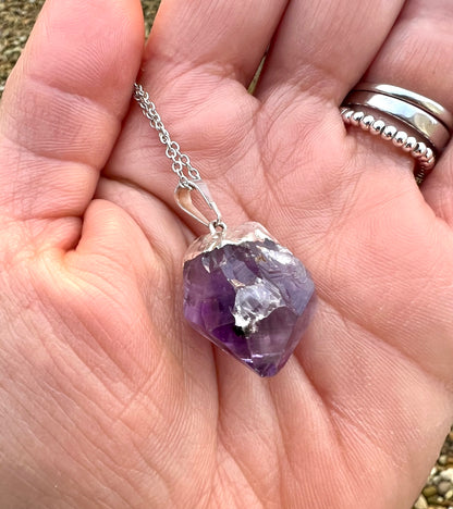 Amethyst Point Crystal Pendant Necklace