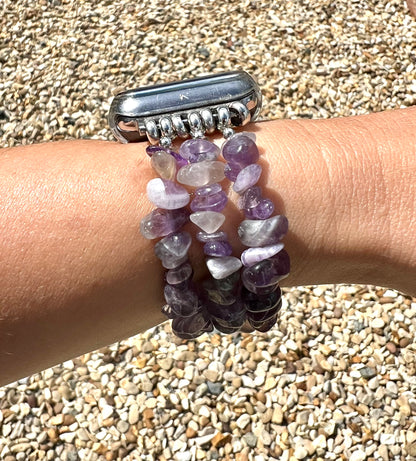 Amethyst Genuine Crystal Chip Watch Strap for Apple Smart Watch 38/40/41
